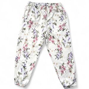GAP x Love Shack Fancy White Joggers with Pink & Lavender Floral Print